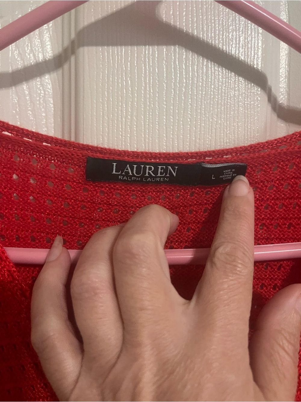 Women’s Ralph Lauren Red V‑Neck Knit Midi Dress L - Picture 3 of 9